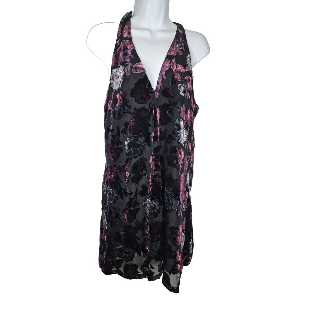 BB‎ Dakota Velvet Burnout Purple Black Mini Dress Sz S Dark Romantic Wimsy Goth